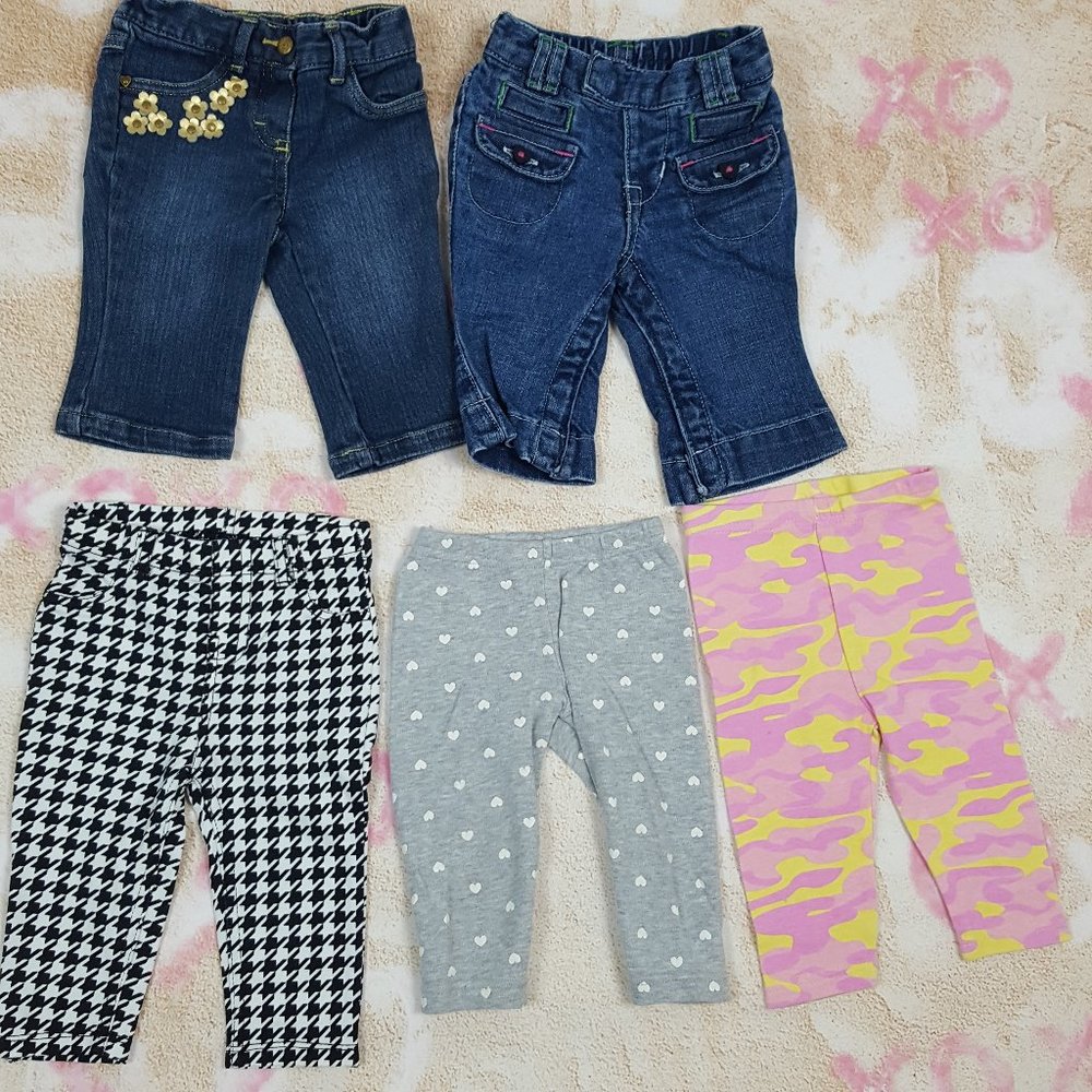 Girl Jeans Leggings Bundle of 5 Pants